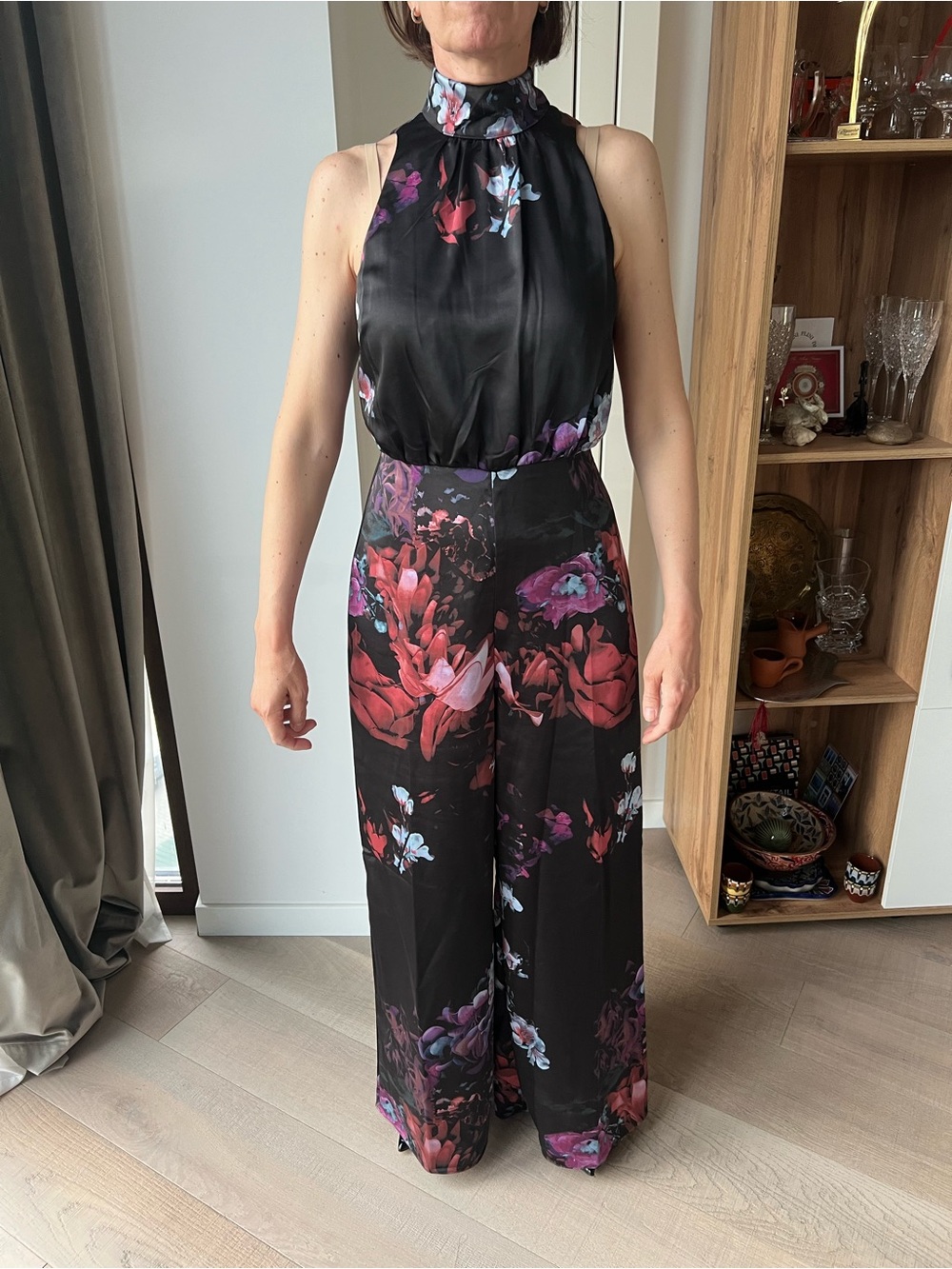 Ted Baker High-Neck Black Floral Jumpsuit
